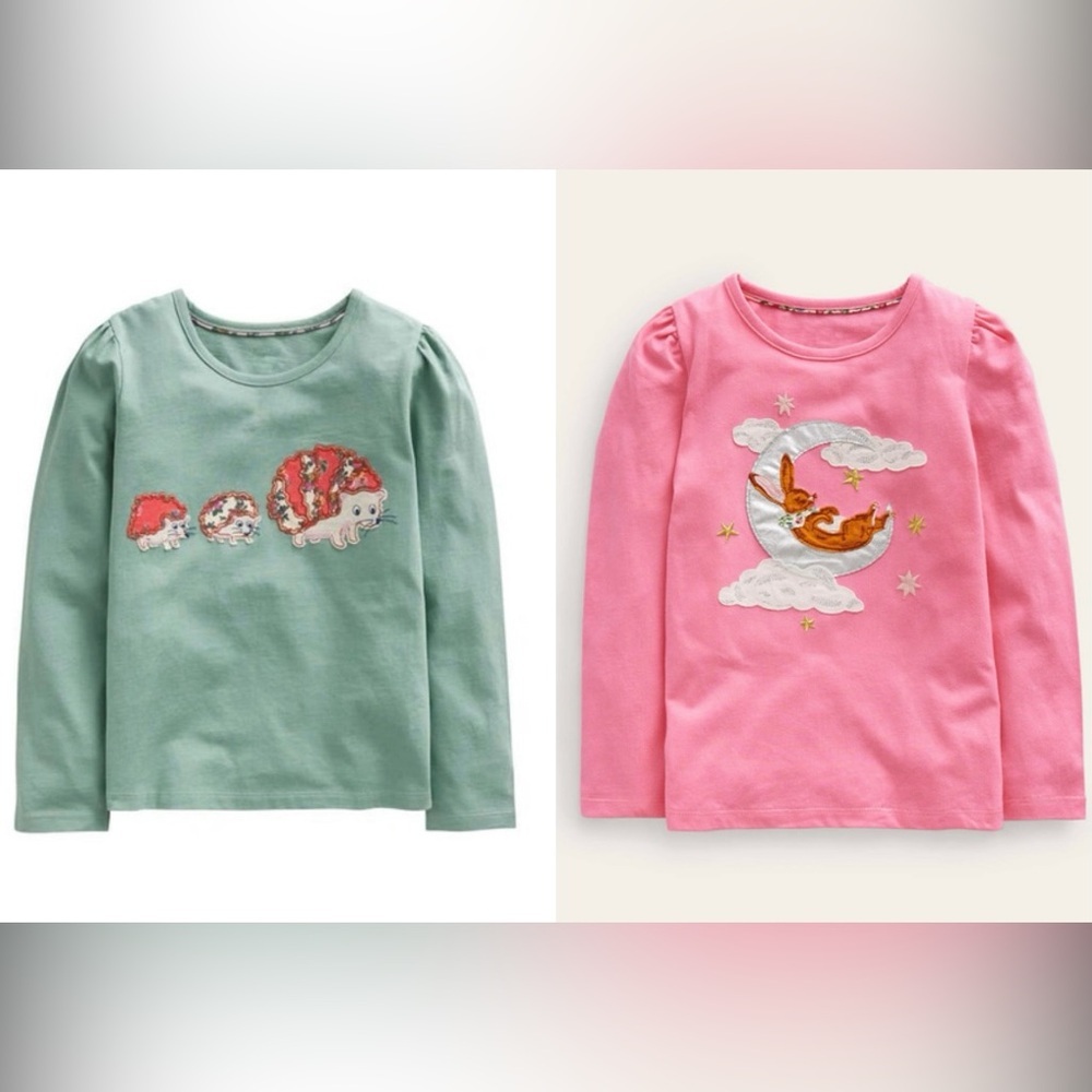 Mini Boden 2 for 1 Long Sleeve Appliqué Tees